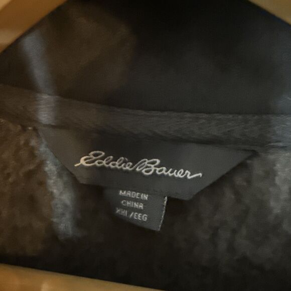 Eddie Bauer Mens‎ 1/4 Zip Sweater Pullover Gray Green Fleece Lined Size XXL Gorp - Picture 4 of 9